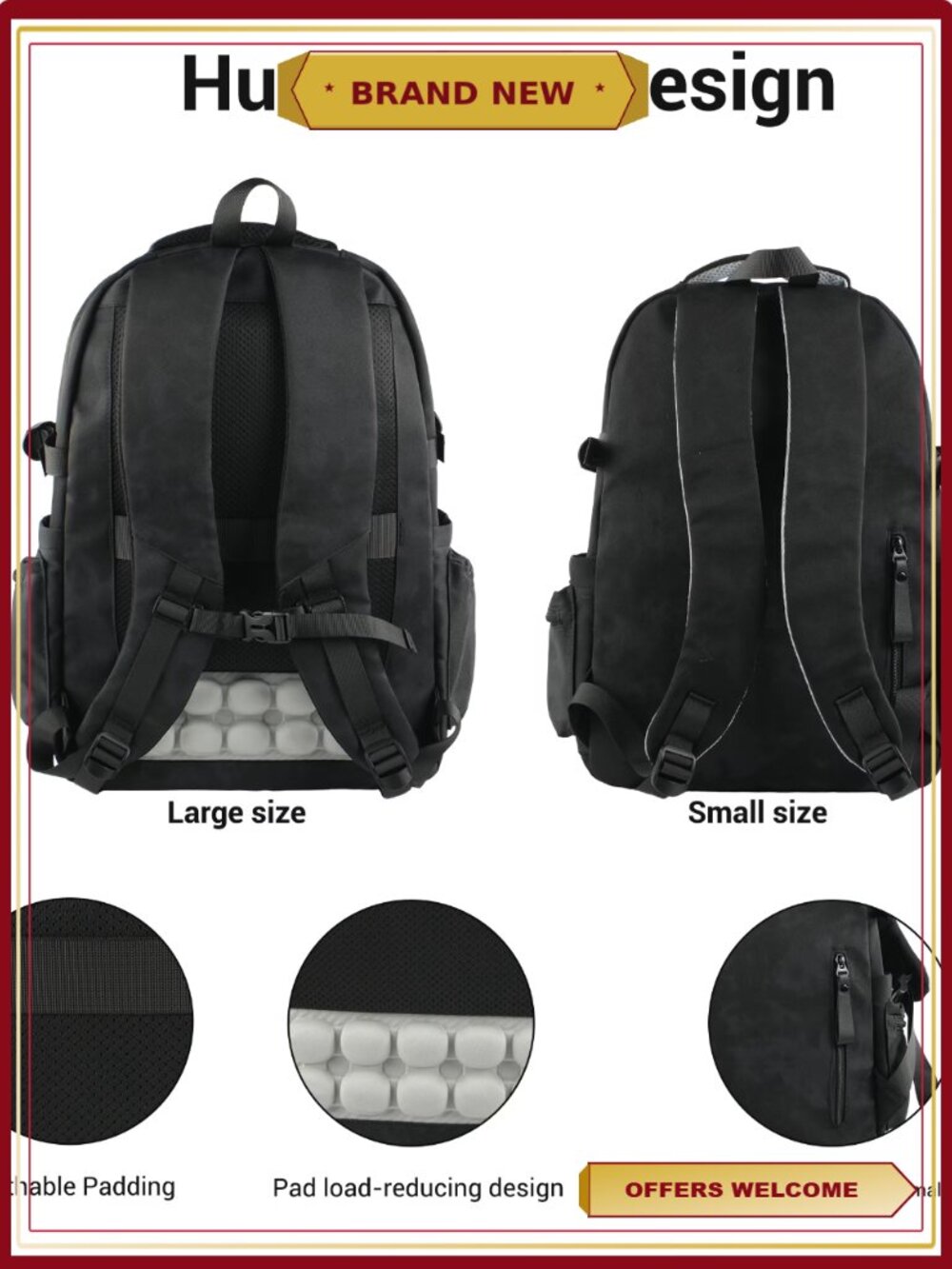 Water Resistant Lightweight Large Travel School Backpack with Padded Straps - Picture 7 of 7